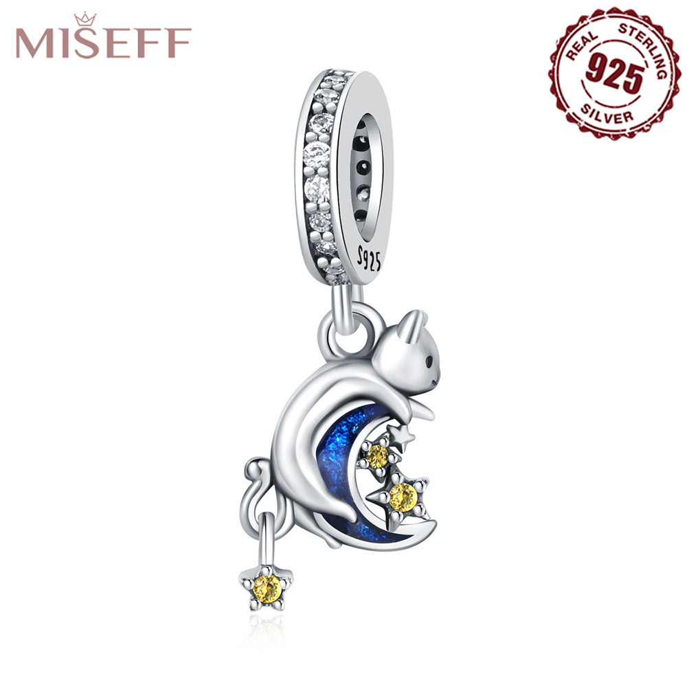 Missif Original 925 Sterling Silver Cute Cat And Dog Bone Paw Print Pendant DIY Bracelet Jewelry Accessories Pendant For Women