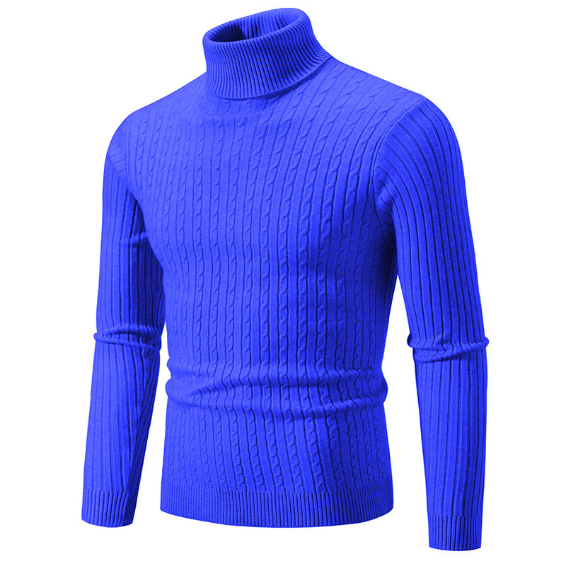 Men&#039;s Turtleneck Sweater Men&#039;s Autumn And Winter Slim-fit Korean Fashion Twist Knitted Pullover Long-sleeved Sweater For Students