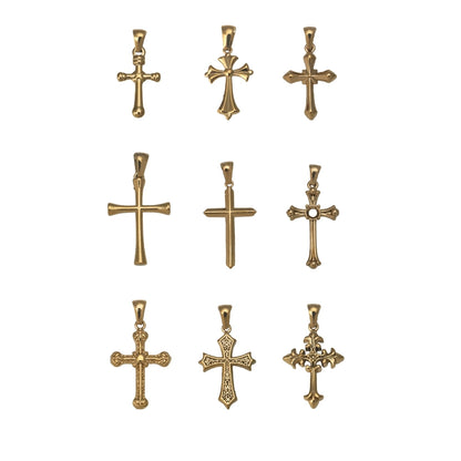 Stainless Steel Minimalist 18K Gold Variety Cross Pendant Bracelet Necklace Accessories Titanium Steel DIY Ornament Accessories