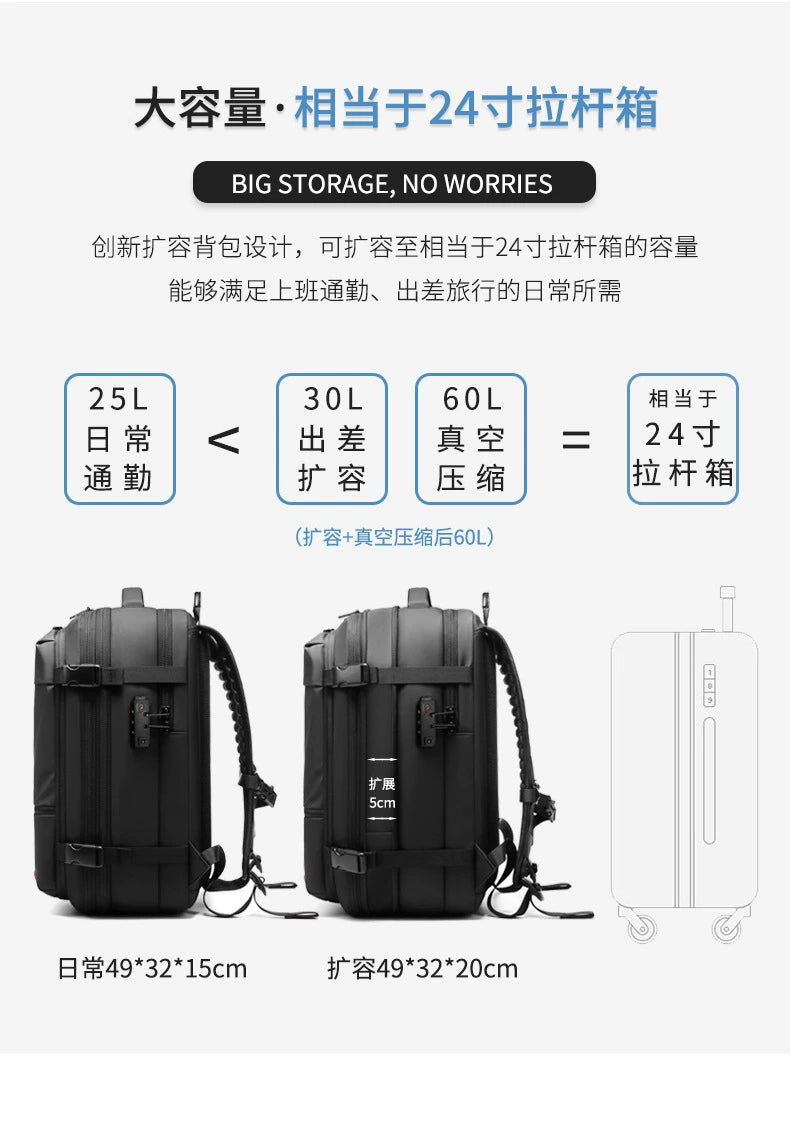 Backpack Men Multifunctional Travel Bag Vacuum Waterproof Business Trip Business New Computer Backpack Large Capacity TPU