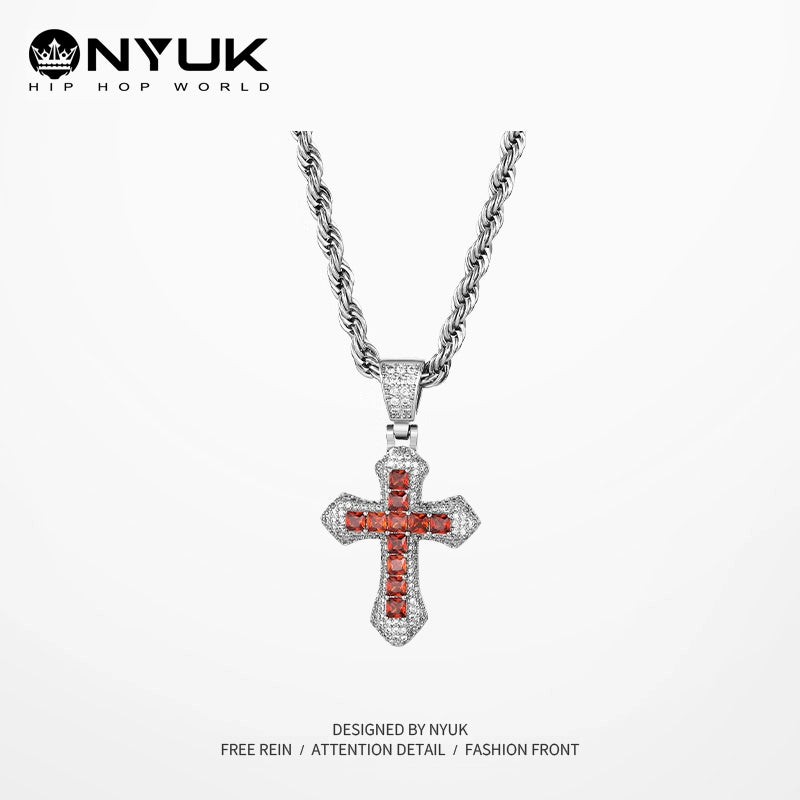 Nyuk Full Zircon Titanium Steel Pendant Geng Ghost Men Necklace