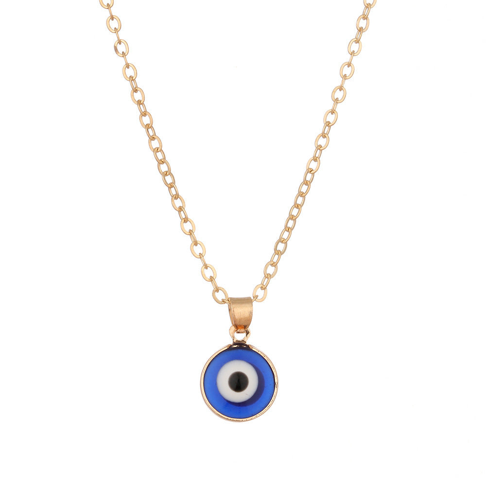 Personality Devil&#039;s Eye Pendant Necklace Simple Blue Eyes Clavicle Chain Cross-border Novel Trend European And American Ins Necklace