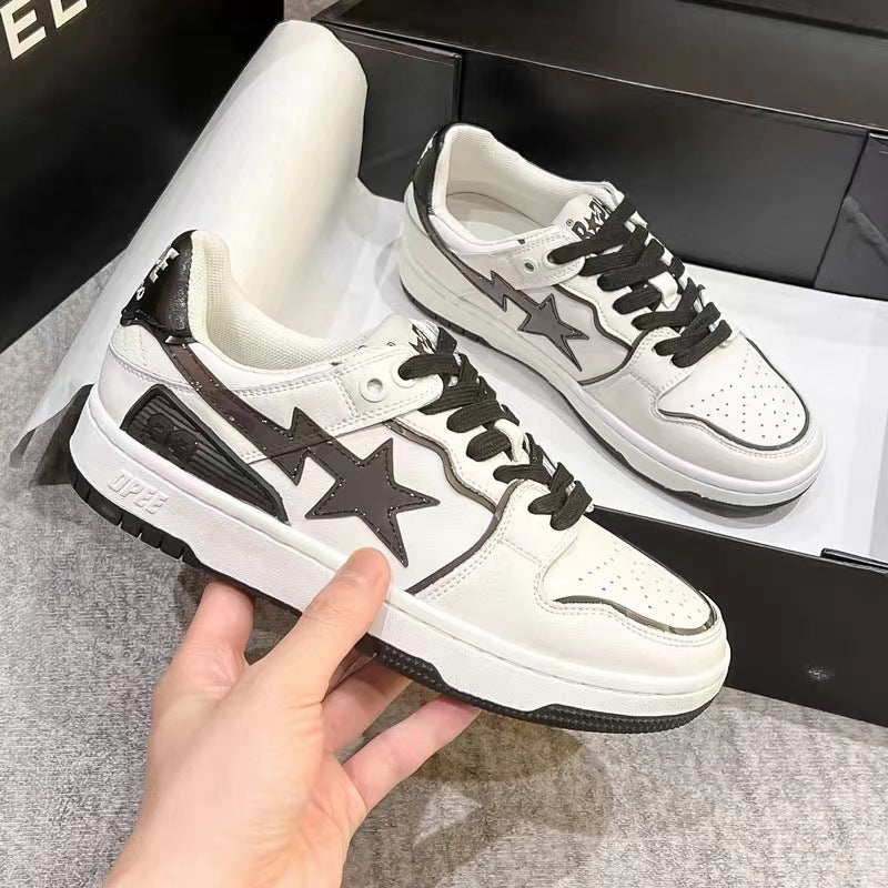 BAPESTA Green Black And White Lake Blue Patent Leather Casual Sneakers Vibe Street Contrast Color Low-top Men&#039;s And Women&#039;s Sneakers