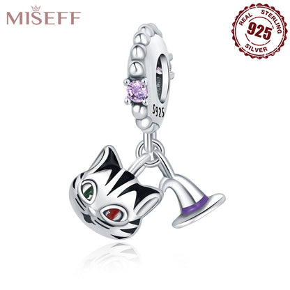 Missif Original 925 Sterling Silver Cute Cat And Dog Bone Paw Print Pendant DIY Bracelet Jewelry Accessories Pendant For Women