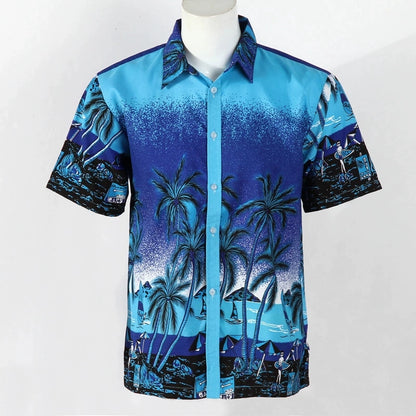 Summer Short Sleeve Beach Print Men's Summer Short Sleeve Beach Print Men