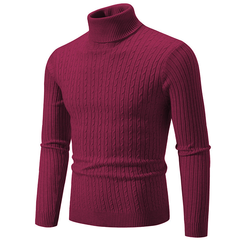 Men&#039;s Turtleneck Sweater Men&#039;s Autumn And Winter Slim-fit Korean Fashion Twist Knitted Pullover Long-sleeved Sweater For Students