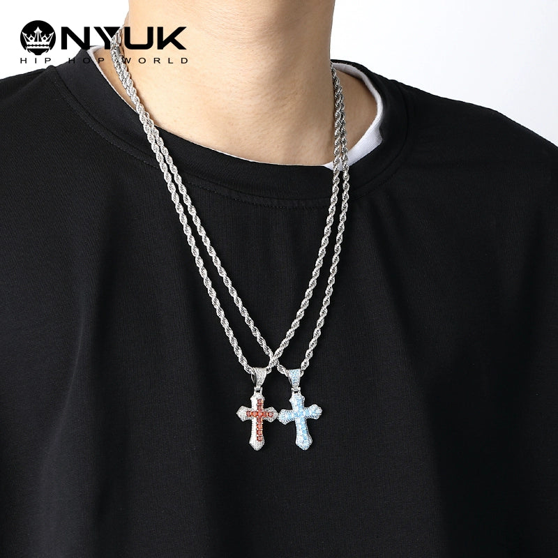 Nyuk Full Zircon Titanium Steel Pendant Geng Ghost Men Necklace