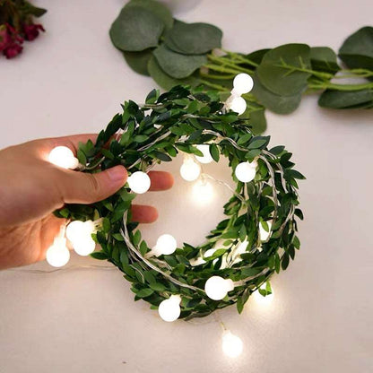 Led Rattan Lighting Chain Rose Leaf Copper Wire Diy Garland