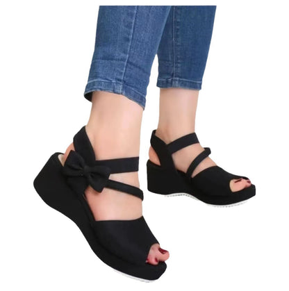 Plus Size Suede Wedge Peep Toe Sandals For Women