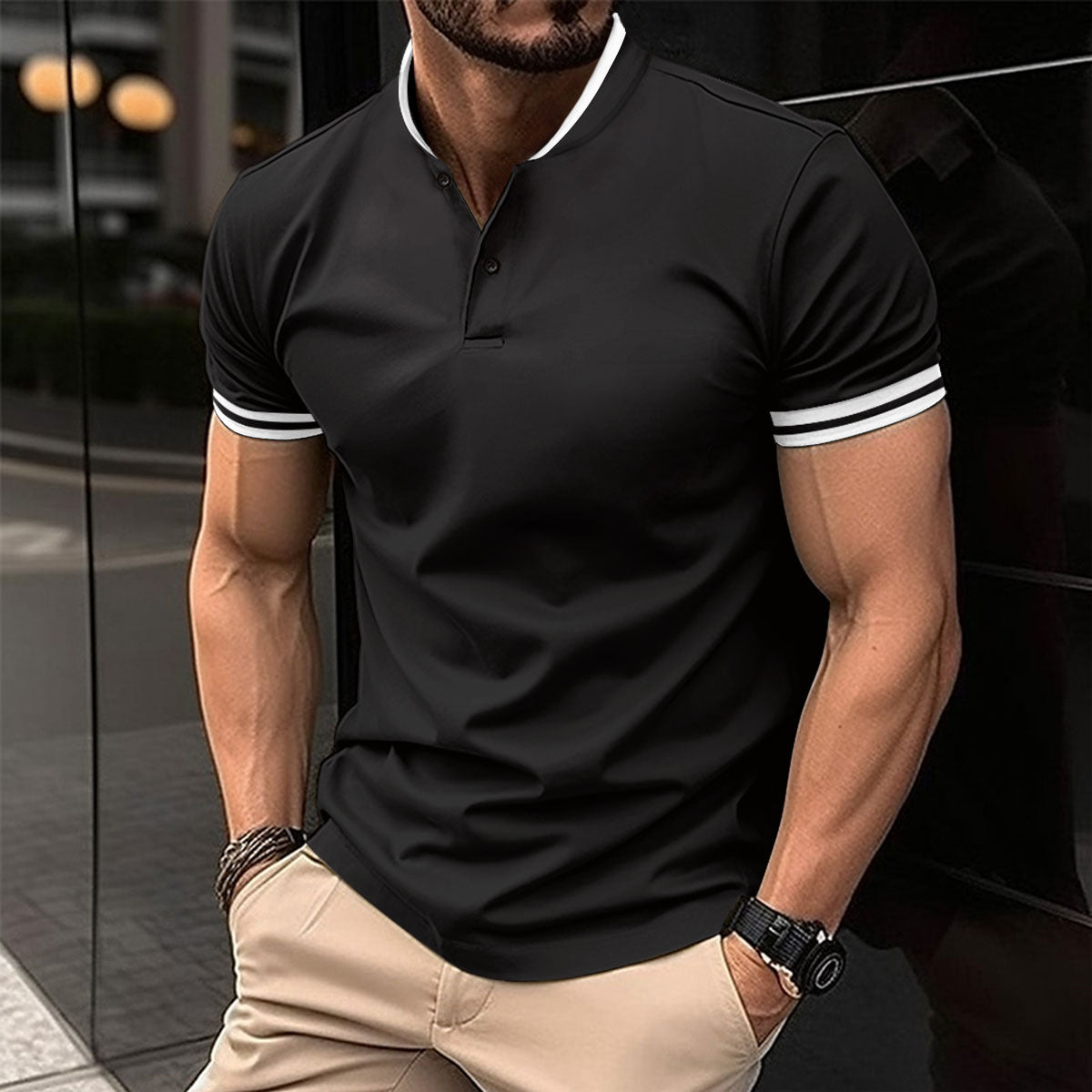 Men's Sports Button Pocket Short Sleeved