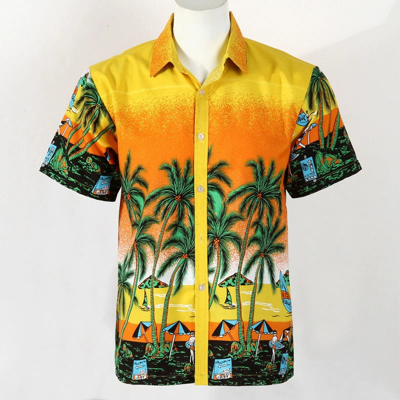 Summer Short Sleeve Beach Print Men's Summer Short Sleeve Beach Print Men