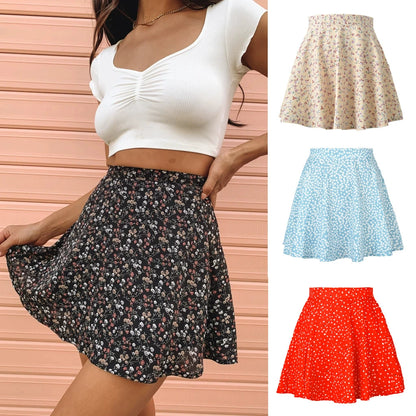 Floral Skirt High Waist Umbrella Skirt Printed Short Skirt