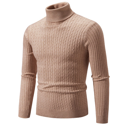 Men&#039;s Turtleneck Sweater Men&#039;s Autumn And Winter Slim-fit Korean Fashion Twist Knitted Pullover Long-sleeved Sweater For Students