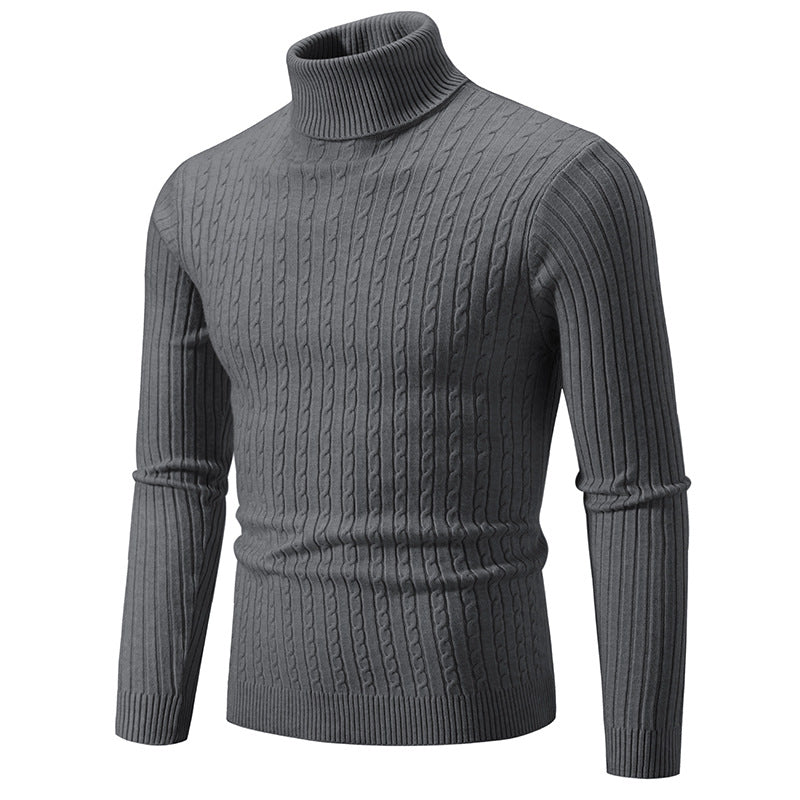 Men&#039;s Turtleneck Sweater Men&#039;s Autumn And Winter Slim-fit Korean Fashion Twist Knitted Pullover Long-sleeved Sweater For Students