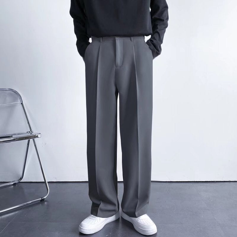 Spring And Autumn Korean Internet Celebrity Straight Suit Pants Men&#039;s Loose Korean Style Casual White Wide Leg Pants Floor Trousers