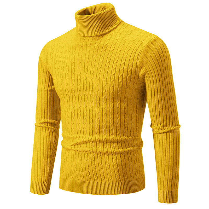 Men&#039;s Turtleneck Sweater Men&#039;s Autumn And Winter Slim-fit Korean Fashion Twist Knitted Pullover Long-sleeved Sweater For Students