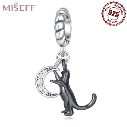 Missif Original 925 Sterling Silver Cute Cat And Dog Bone Paw Print Pendant DIY Bracelet Jewelry Accessories Pendant For Women