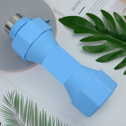 Large Capacity Sports Silicone Water Bottle Creative Foldable Fitness Dumbbell Shape