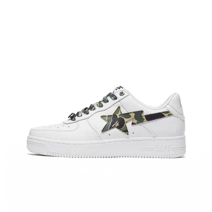 BAPESTA Green Black And White Lake Blue Patent Leather Casual Sneakers Vibe Street Contrast Color Low-top Men&#039;s And Women&#039;s Sneakers