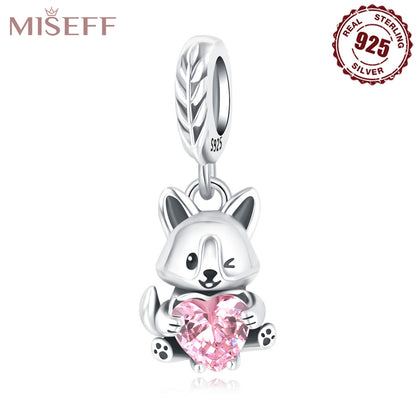 Missif Original 925 Sterling Silver Cute Cat And Dog Bone Paw Print Pendant DIY Bracelet Jewelry Accessories Pendant For Women