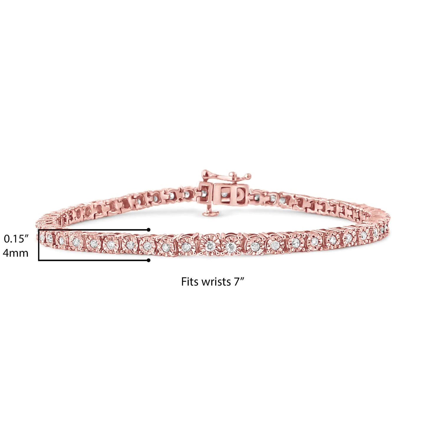 .925 Sterling Silver 1.0 Cttw Miracle - Set Diamond Round Faceted Bezel Tennis Bracelet (I - J Color, I3 Clarity) - Jaazi Intl