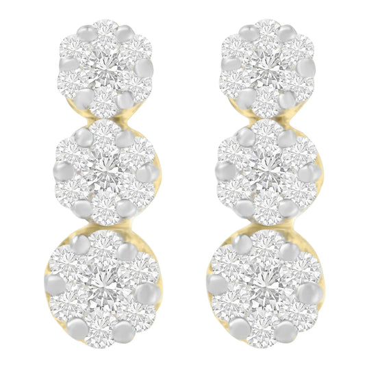 14K Yellow Gold 1 1/2 cttw Round Cut Diamond Earrings (I-J, SI1-SI2)