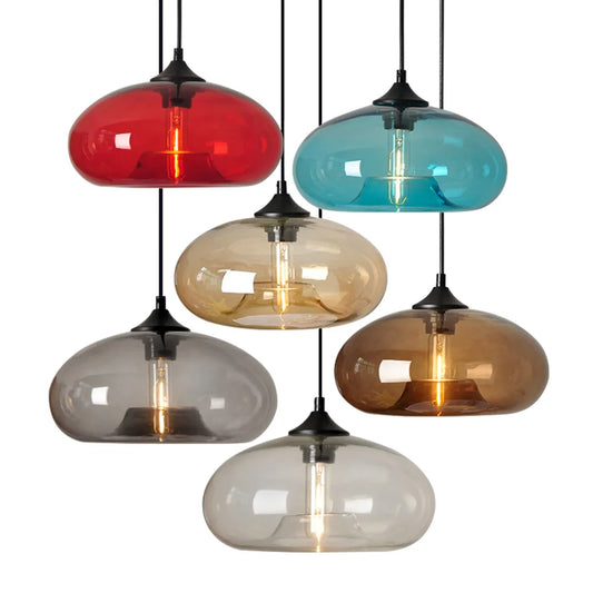 Modern Art deco Hanging colorful glass E27 Pendant Lamp with Lights cord for restaurant living room Kitchen bar cafe