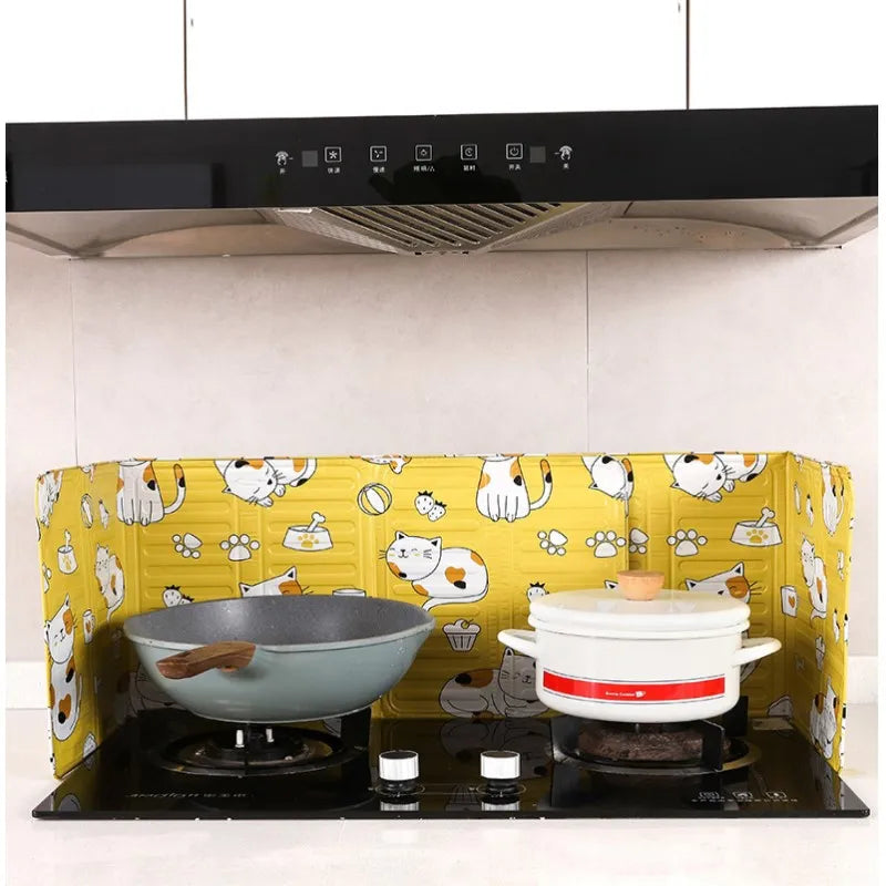 Kitchen Printing Gas Stove Oil Baffle Plate Cooking Protective Screen Heat Insulation And Splash Oil-proof Aluminum Foil Baffle