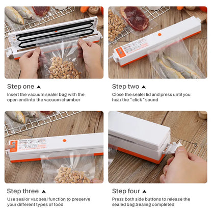 Vacuum Sealer Packaging Machine For Household 220V EU Plug Including 10pcs Food Vacuum Packing Bag Food Storage Kitchen Tool