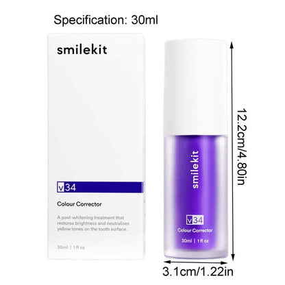 Smile Kit Purple Toothpaste Tooth Withening  Cleansing Mousse Refreshes Breath Smoke Stains Removal Yellow Dental Oral Care 30ml