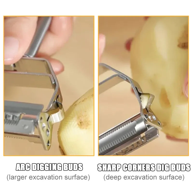 Stainless Steel Melon Planer Double-Head Peeler Household Multiple-Function Fruit And Vegetable Peeler Home Kitchen Tool