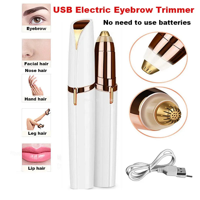 Upgrade USB Elektrische Augenbraue Trimmer Schmerzlos Augenbraue Epilierer Nase Haare Mini Rasierer Rasierer Tragbare Gesichts Haar Remover Frauen