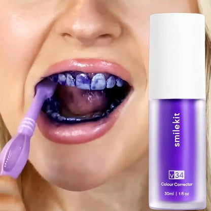 Smile Kit Purple Toothpaste Tooth Withening  Cleansing Mousse Refreshes Breath Smoke Stains Removal Yellow Dental Oral Care 30ml