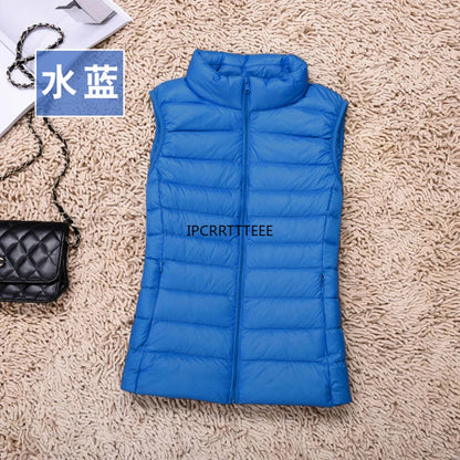 New Women Sleeveless Women Slim Ultra Light Down Jacket Girl Portable Lightweight Vests Windproof Warm Waistcoat