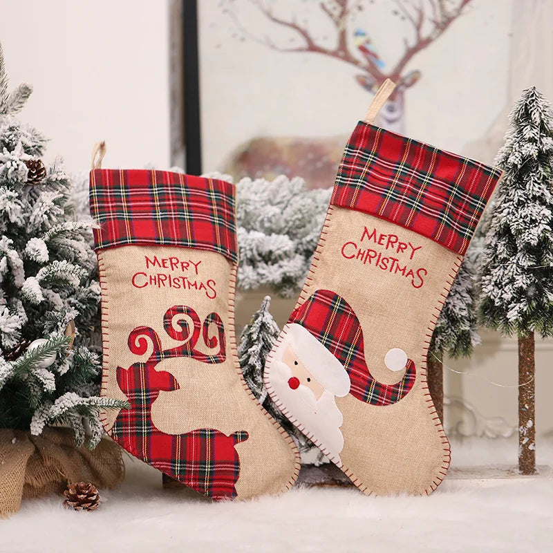 New Year 2023 Christmas Gift Christmas Stocking Mini Santa Sacks Candy Dragee Cloth Bag Christmas Decorations for Home Presents