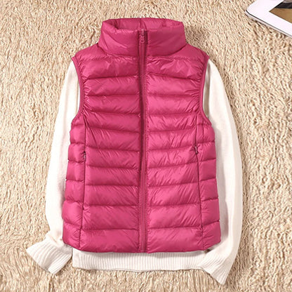 New Women Sleeveless Women Slim Ultra Light Down Jacket Girl Portable Lightweight Vests Windproof Warm Waistcoat