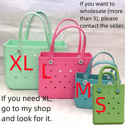 Large Boggs Beach Bag Summer EVA Beach Basket Women Picnic Tote Bag Holes Waterproof Handbag Pouch Shopping Shoulder Bag