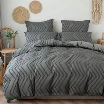 Simple Wave Stripesd Double Duvet Cover Set 220x240 Solid Color King Size Bedding Set Queen Soft Blanket Cover and Pillowcases