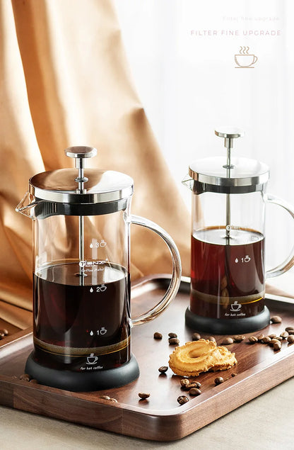 GIANXI French Press Pot Household Hand Made Coffee Powder Filter Coffee Pot Glass Heat Resistant Coffee Maker With Filter