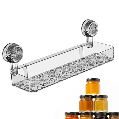 Suction Cup Storage Rack Rectangle Organizer Shelf No Drilling Bathroom Shower Organizer Holder For Countertop Kitchen Bathroom