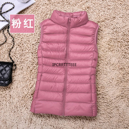 New Women Sleeveless Women Slim Ultra Light Down Jacket Girl Portable Lightweight Vests Windproof Warm Waistcoat