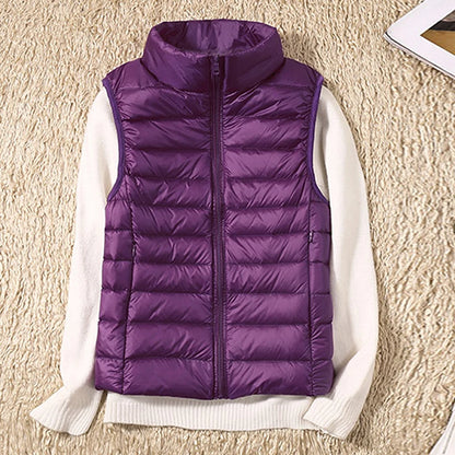 New Women Sleeveless Women Slim Ultra Light Down Jacket Girl Portable Lightweight Vests Windproof Warm Waistcoat