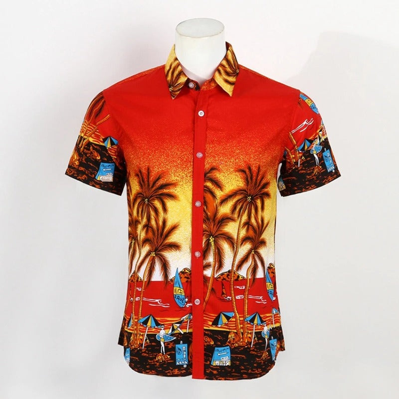 Summer Short Sleeve Beach Print Men's Summer Short Sleeve Beach Print Men