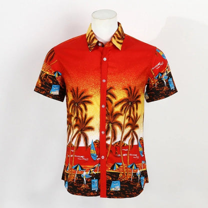 Summer Short Sleeve Beach Print Men's Summer Short Sleeve Beach Print Men