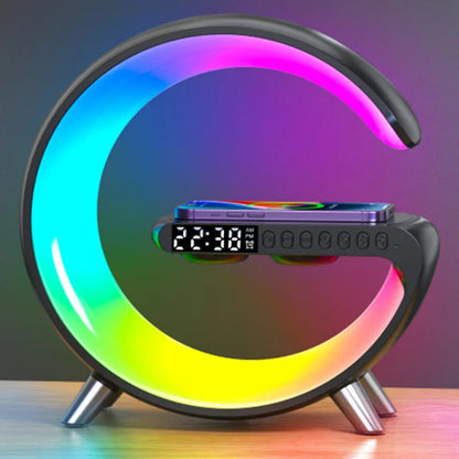 Multifunctional Wireless Charger Alarm Clock Speaker RGB Light Fast Charging Station for iPhone 11 12 13 14 Samsung