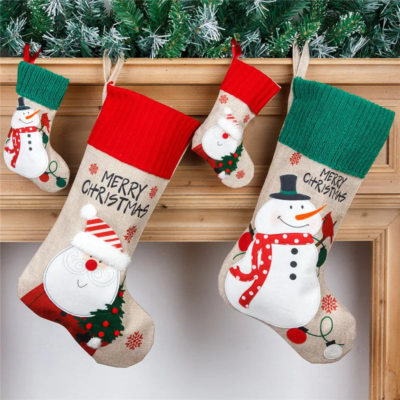 New Year 2023 Christmas Gift Christmas Stocking Mini Santa Sacks Candy Dragee Cloth Bag Christmas Decorations for Home Presents