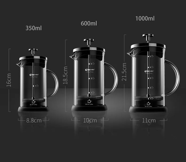 GIANXI French Press Pot Household Hand Made Coffee Powder Filter Coffee Pot Glass Heat Resistant Coffee Maker With Filter