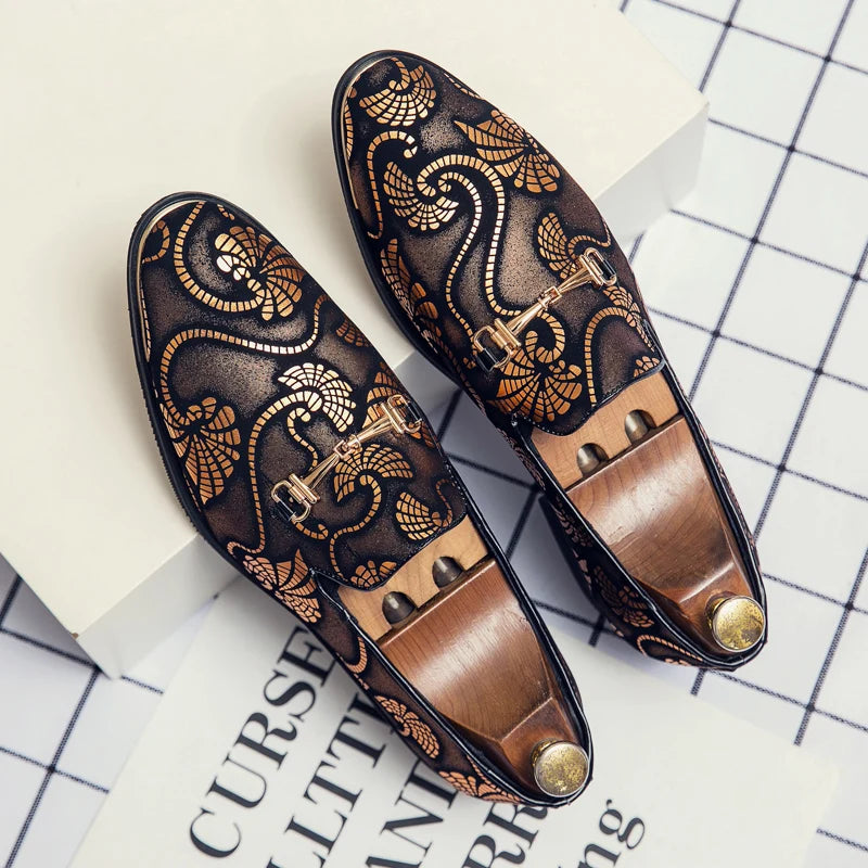 New Arrival Social Shoes For Men Slip-on Dress Business Footwear Gold Purple Party Shoes Mens 2021 Fashion Groom Wedding Shoes