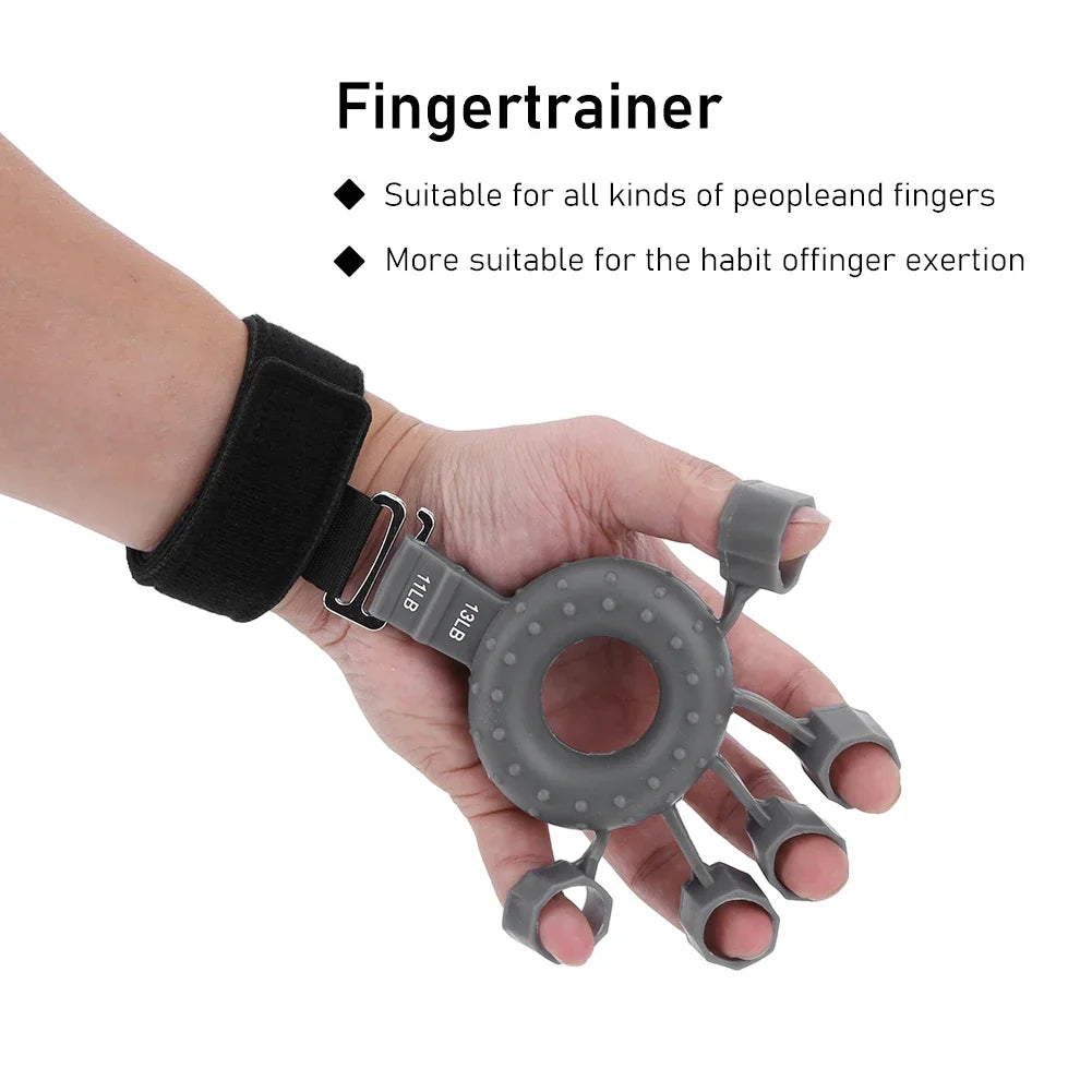 Silicone Adjustable Finger Extensor Exerciser Gripper Finger Strengthener with Wristband Hand Muscle Trainer for Climbing Guitar