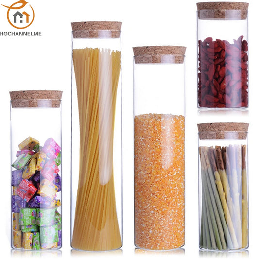 Transparent glass jars Seal jars Grains storage Bottles spice jar kitchen storage cans Kitchen Storage Organization